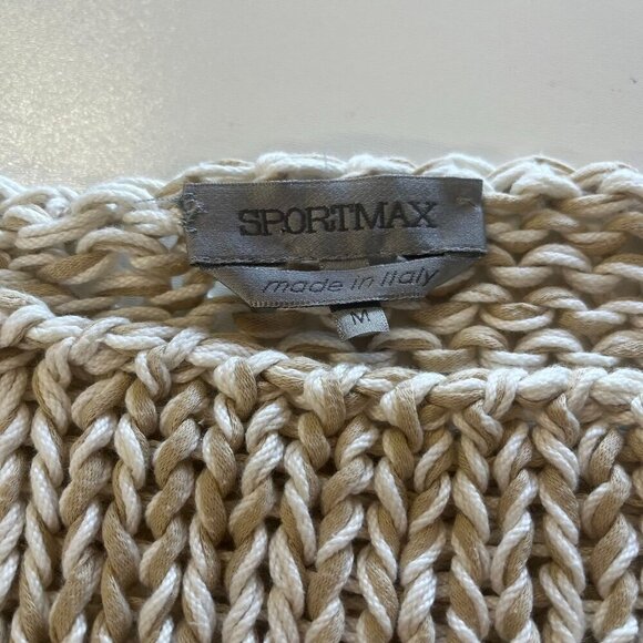 Sportmax Sweater Ladies Cable Knit Chunky Cream and Tan Size MED Made in Italy - Picture 4 of 6